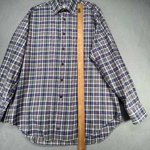 David Donahue Shirt Mens Size XL Gray Pink Blue Button Down Classic Fit Dress - Picture 6 of 12